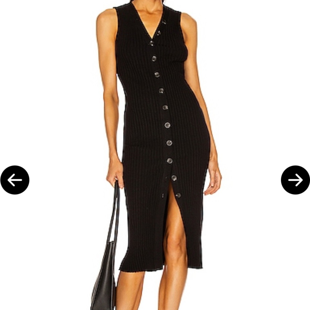 Enza Costa Terry Knit Cardigan Dress Black